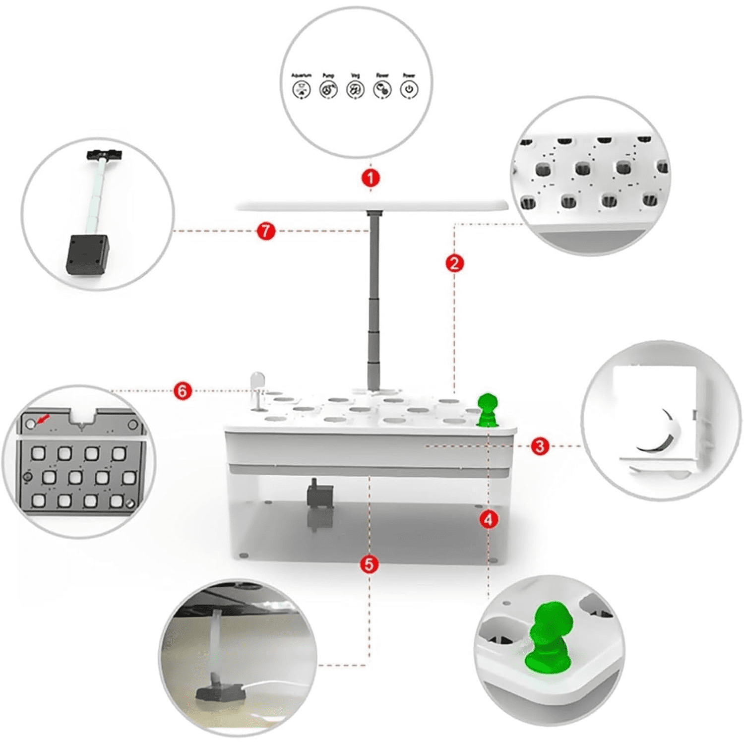 12 Pods Hydroponics Growing System with Aquaponic Fish Tank LED Grow L
