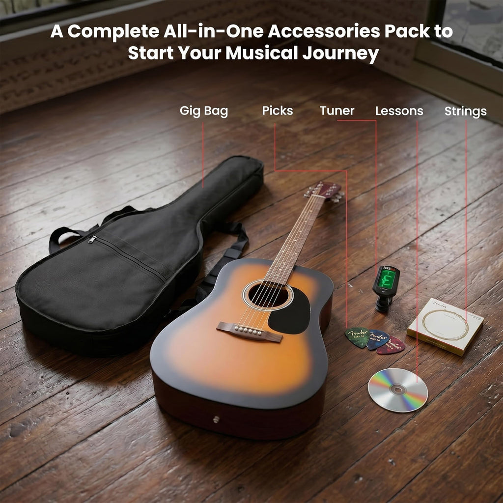 Fender FA Series Dreadnought Acoustic Guitar - 2-Color Sunburst w/ Gig