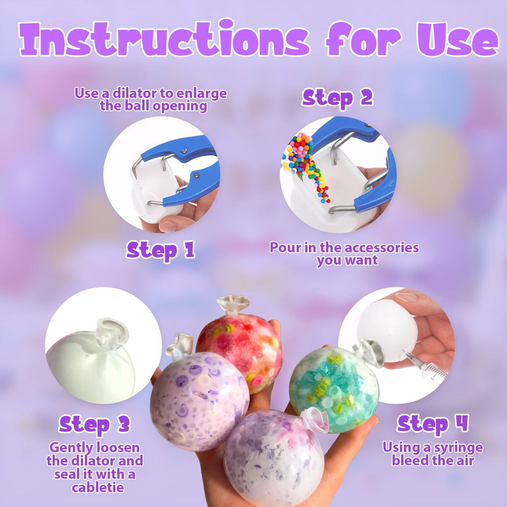 Austok DIY Stress Ball Making Kit, 15 PCS TPR Skins with Expander & Va