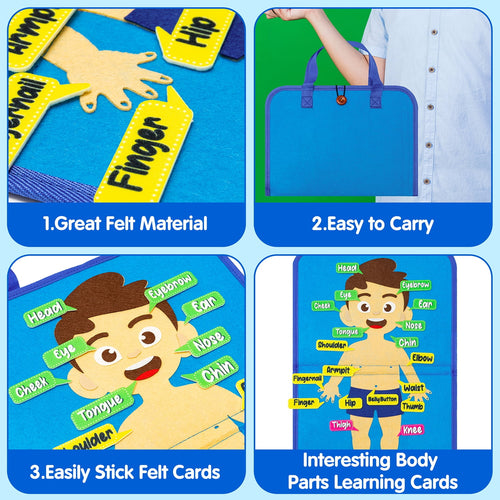 Belanttega Body Cognition Portable Felt Board Story Set Learn The Name