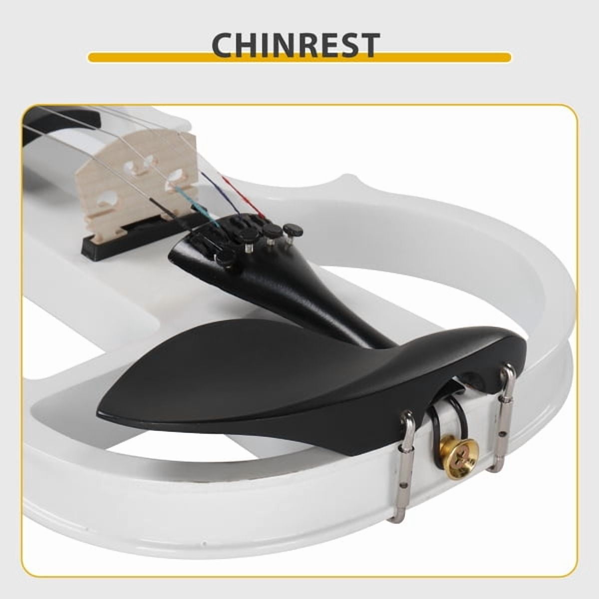 Full Size 4/4 Bunnel Edge Electric Silent Violin Set - White Finish wi
