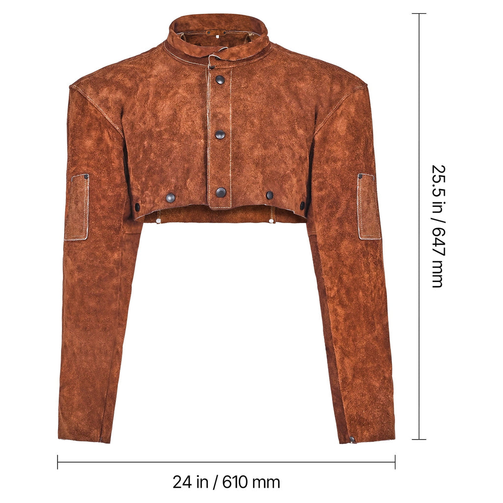 KFFKFF Leather Welding Cape Sleeve, Durable Flame-Resistant Cowhide Sa