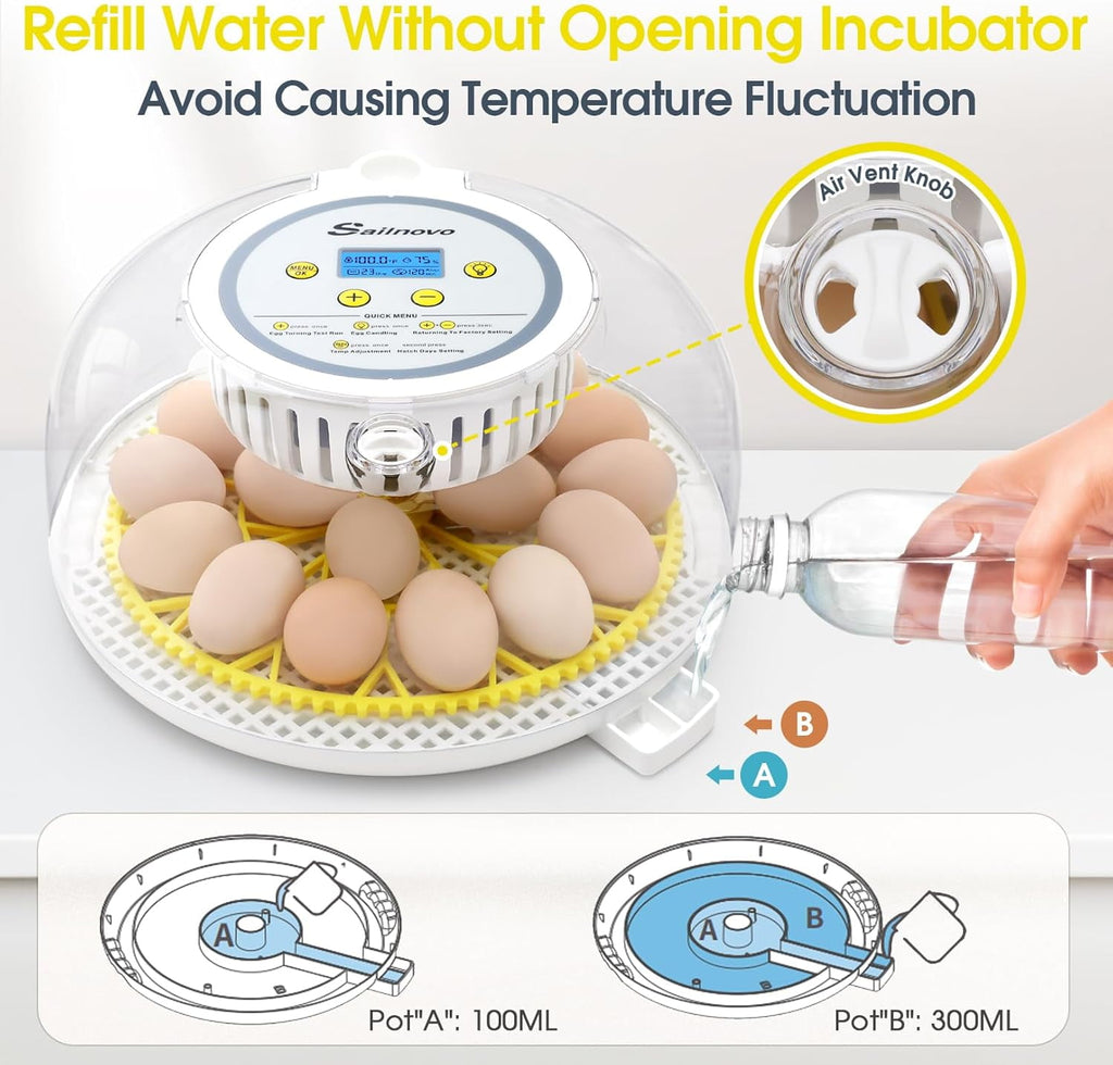 Adnoom Incubators for Hatching Eggs, 18 Egg Incubator with Automatic E