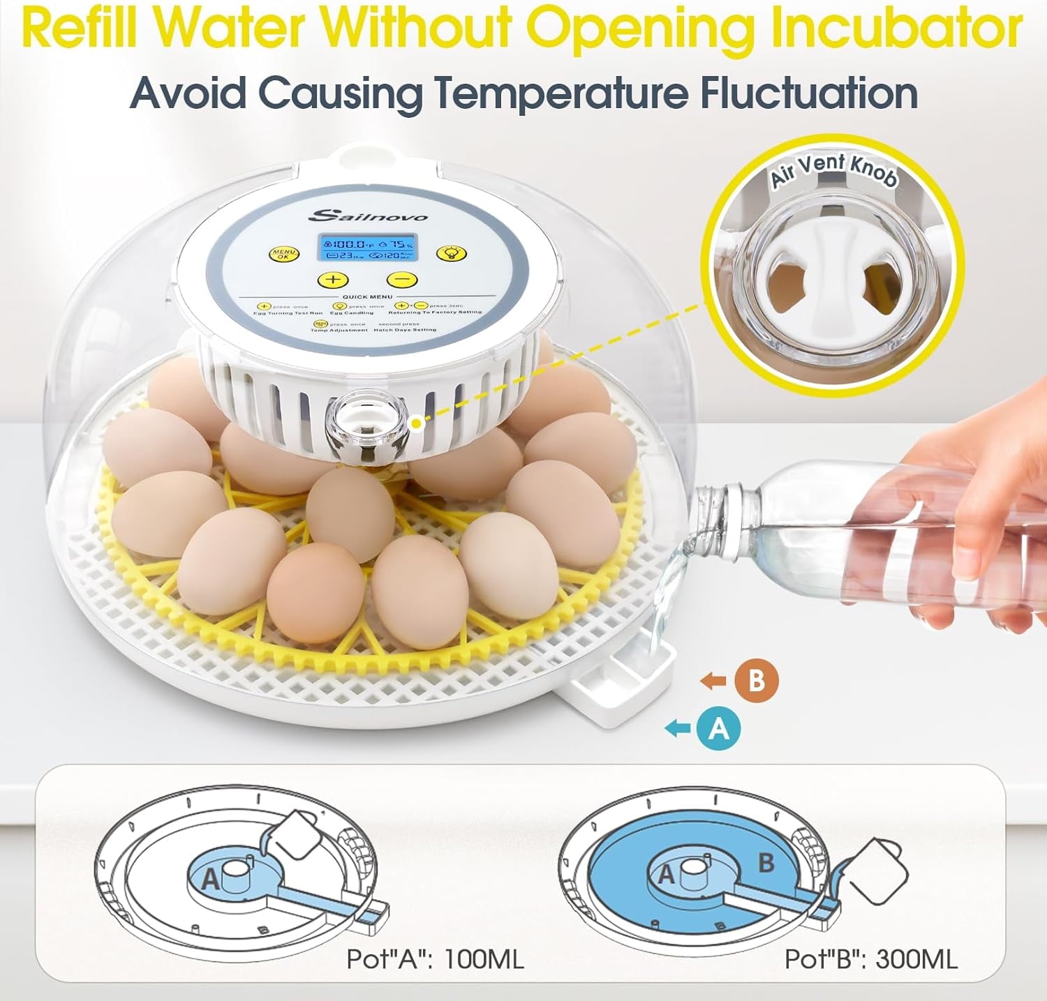Adnoom Incubators for Hatching Eggs, 18 Egg Incubator with Automatic E