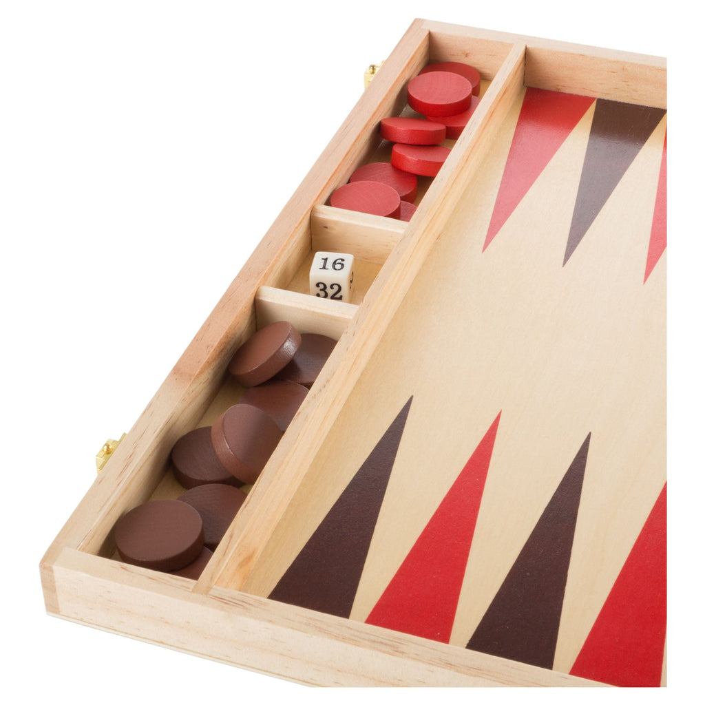 Wood Backgammon Board Game Set With Folding Board For Storage, Portabl