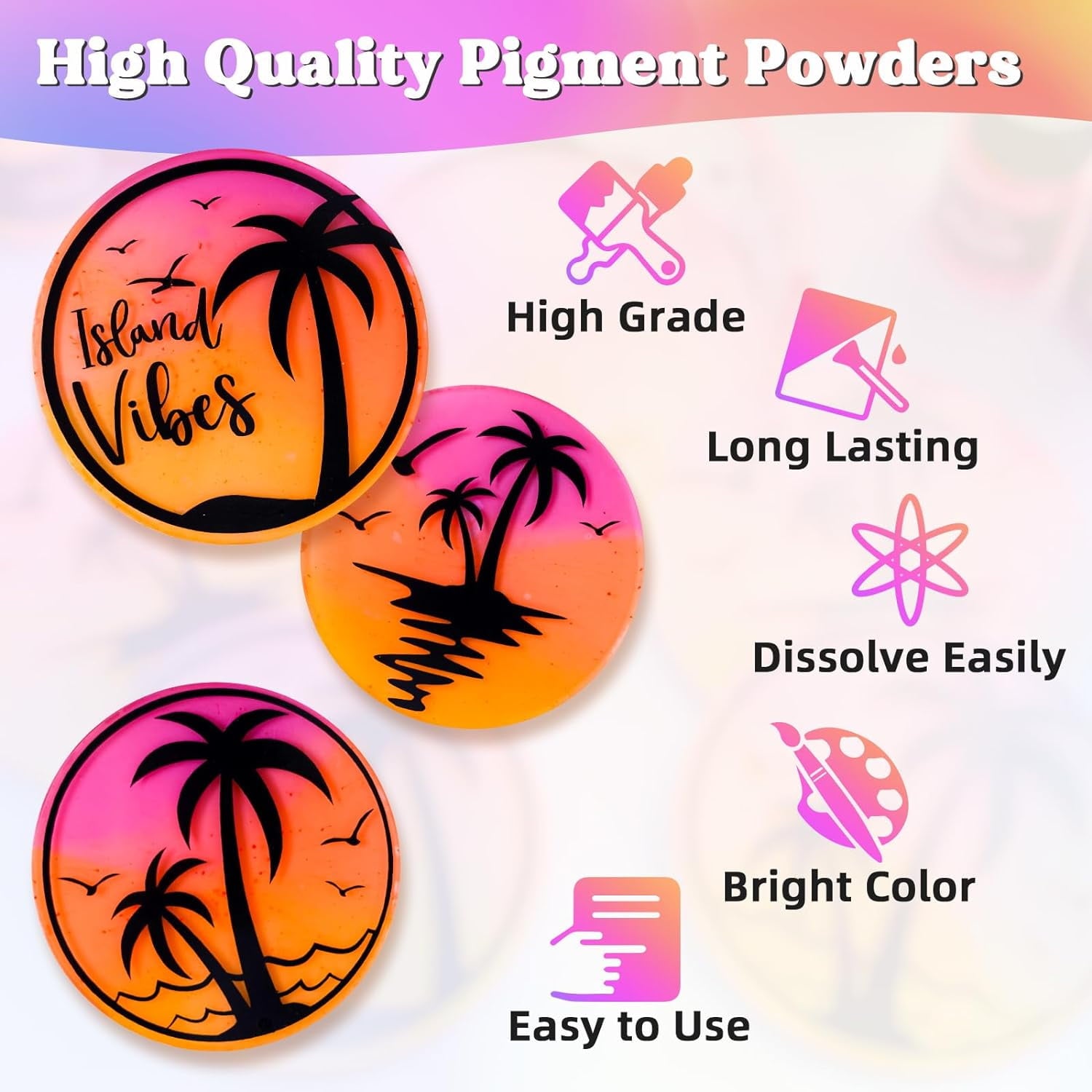 LET'S RESIN 12-Color Neon Fluorescent Mica Powder for Epoxy Resin, Cra