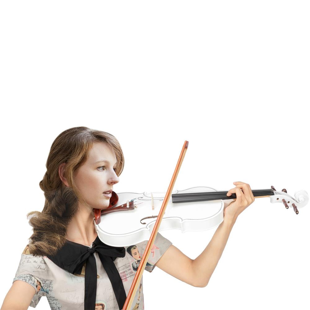 Glarry 4/4 Violin for Beginner with Case, Bow,Shoulder, Matte White