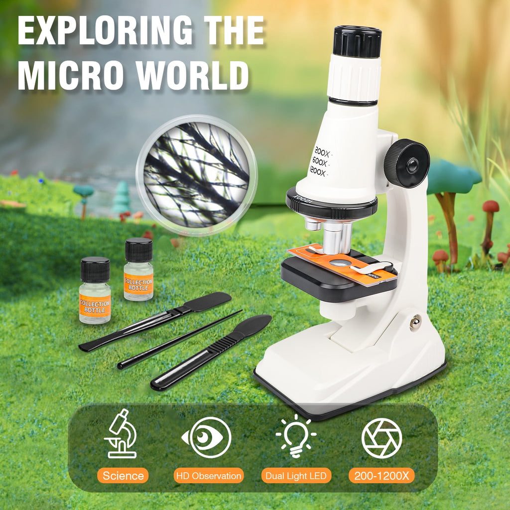 FUJILI Microscope for Kids, Science Kits for Kids Beginner STEM Micros