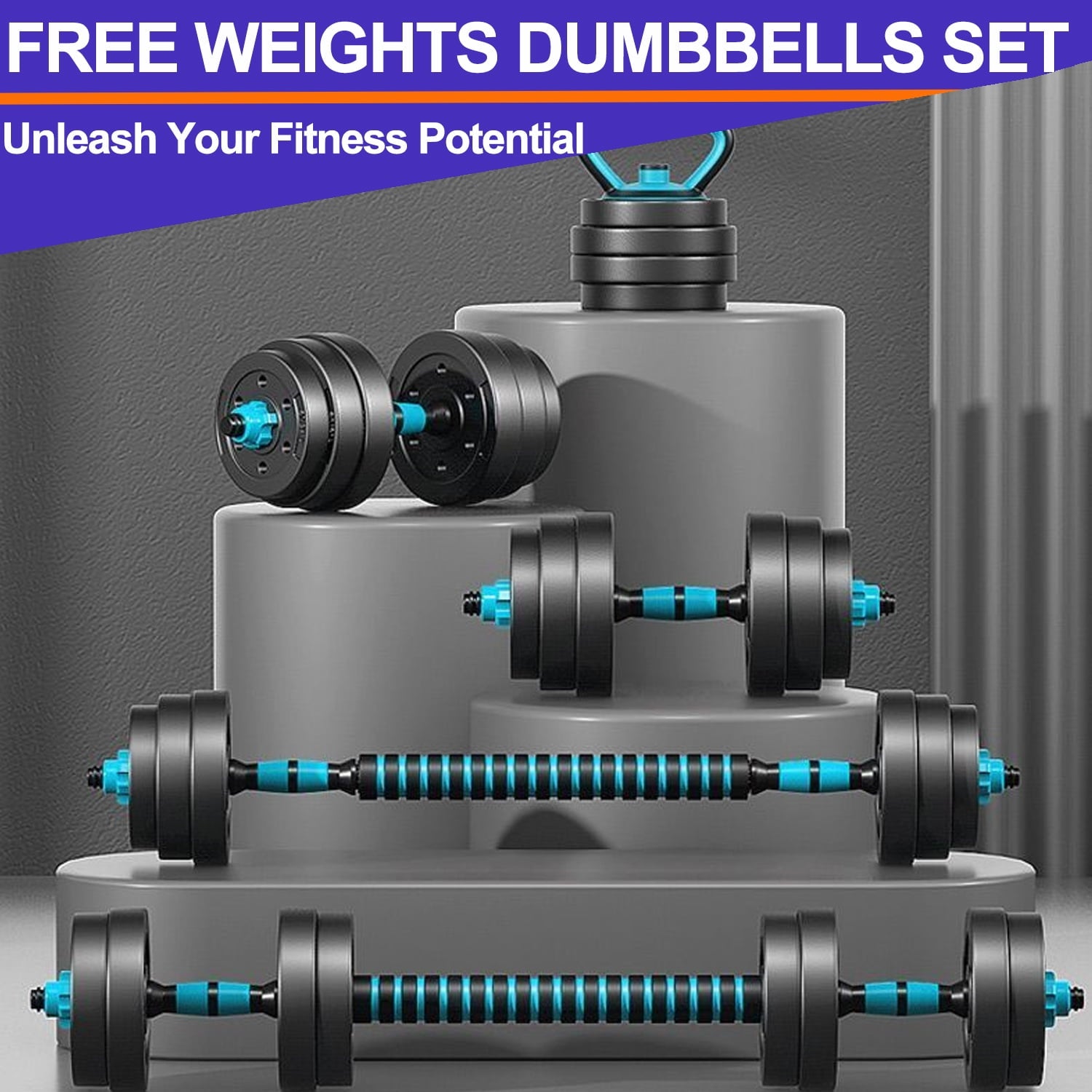 Adjustable Dumbbells, 45LBS 4-in-1 Portable Changeable Dumbbell, Kettl