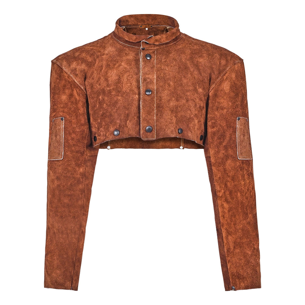 KFFKFF Leather Welding Cape Sleeve, Durable Flame-Resistant Cowhide Sa