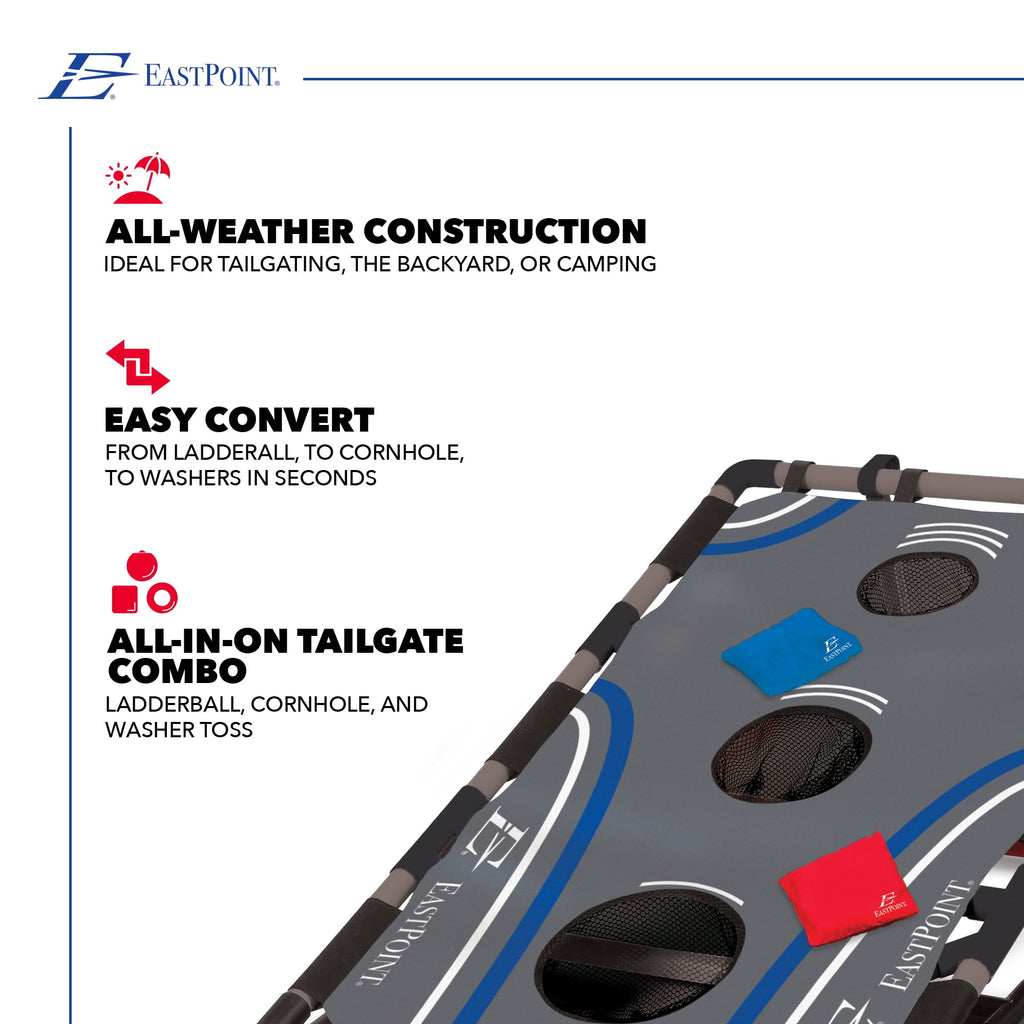 EastPoint Sports 3-in-1 Tailgate Game Set - Cornhole, Ladderball, Wash