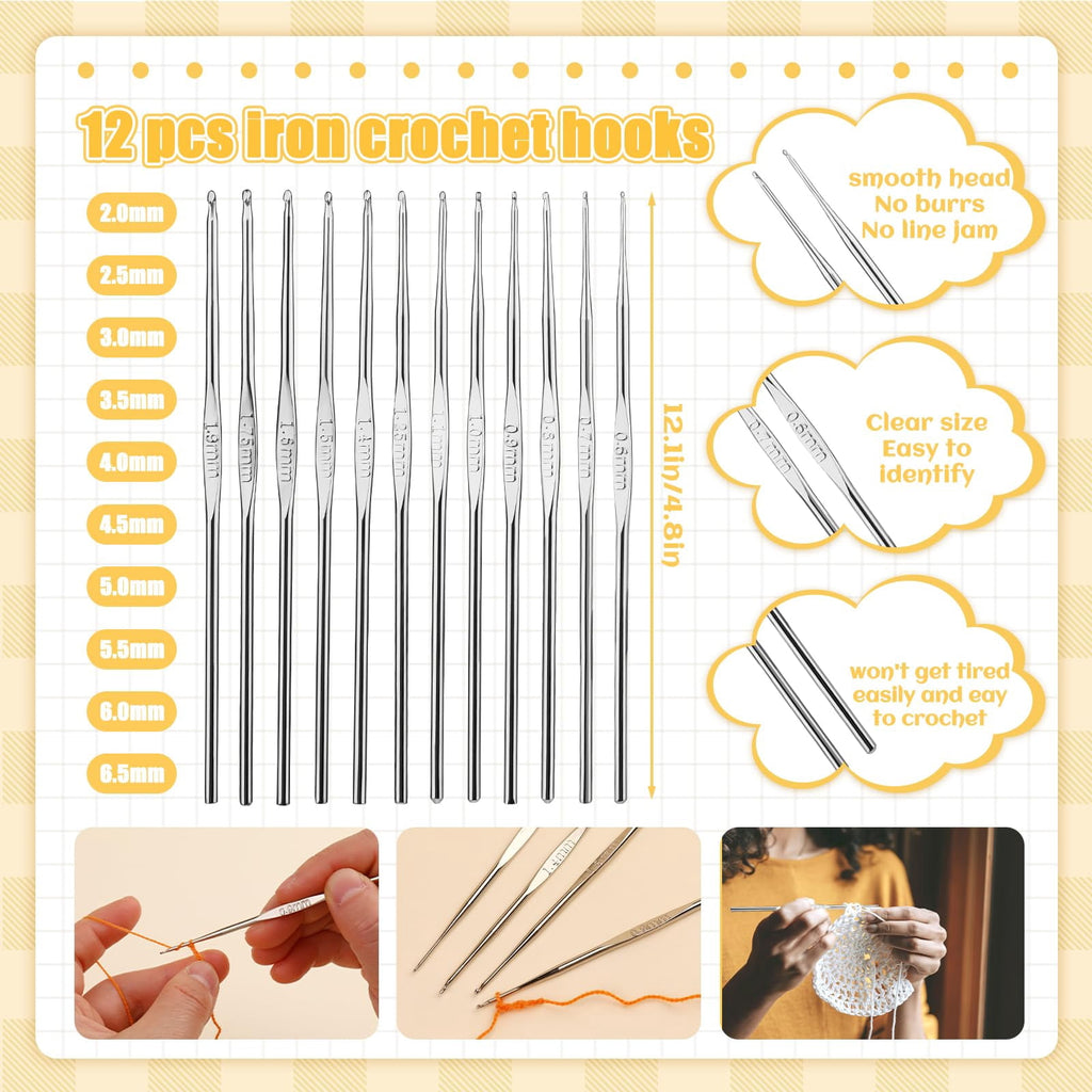 Emlimny 54 Pcs Crochet Hooks Set, Crochet Needles Set with Purple Stor