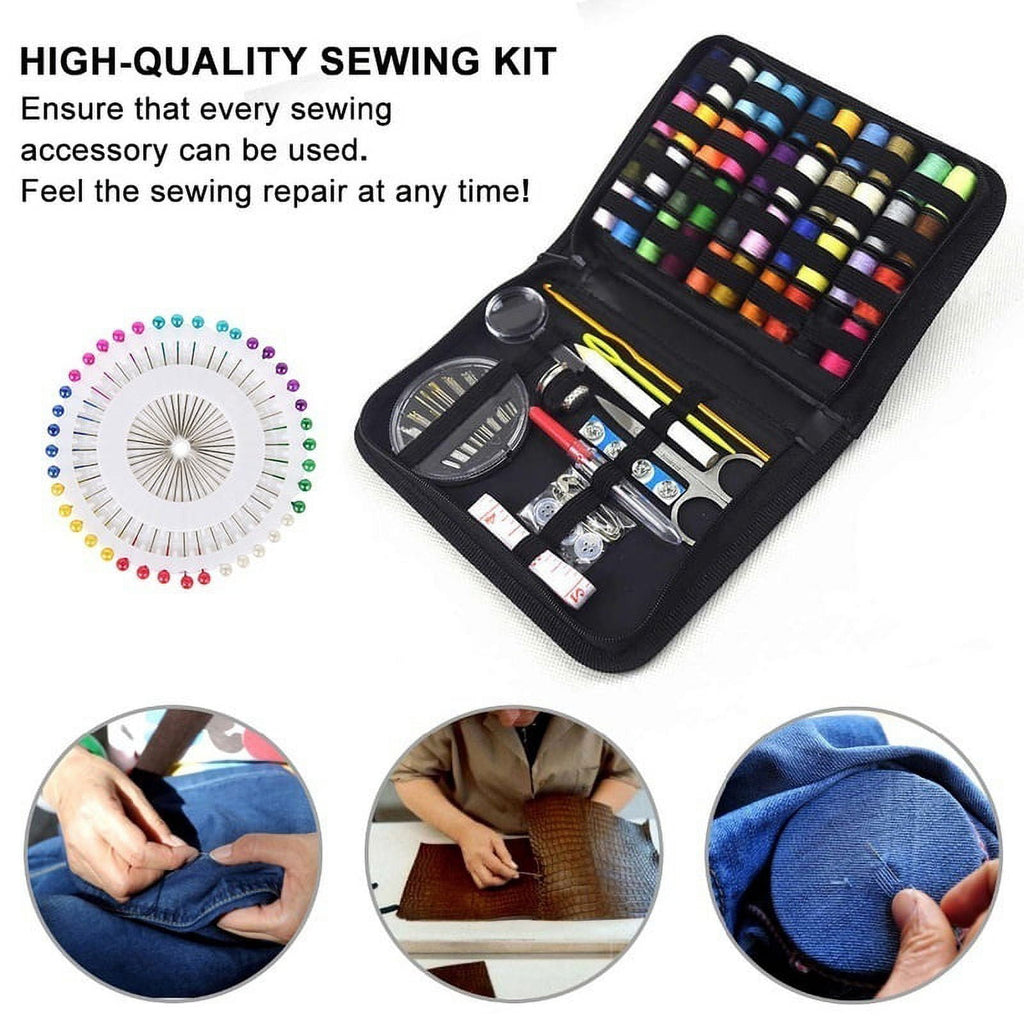 Jetcloudlive 128pcs Portable Travel Sewing Box Kit Needles Thread Stit