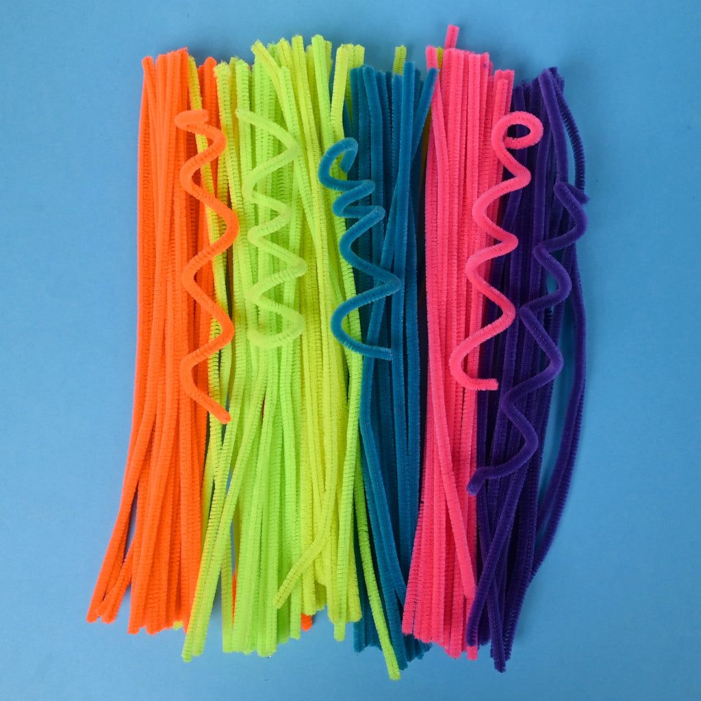 Hello Hobby Fuzzy Craft Kit, 300 Count, Neon Multicolor Chenille Stems