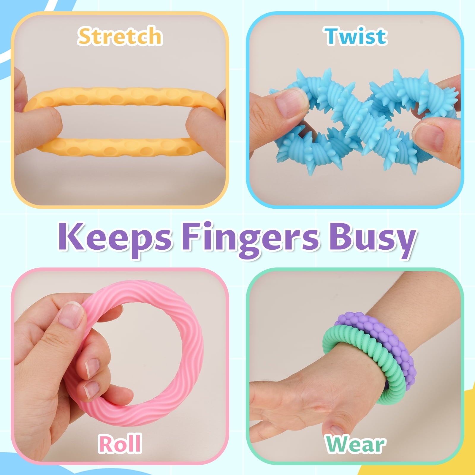 5-Pack Stretchy Bracelet Fidget