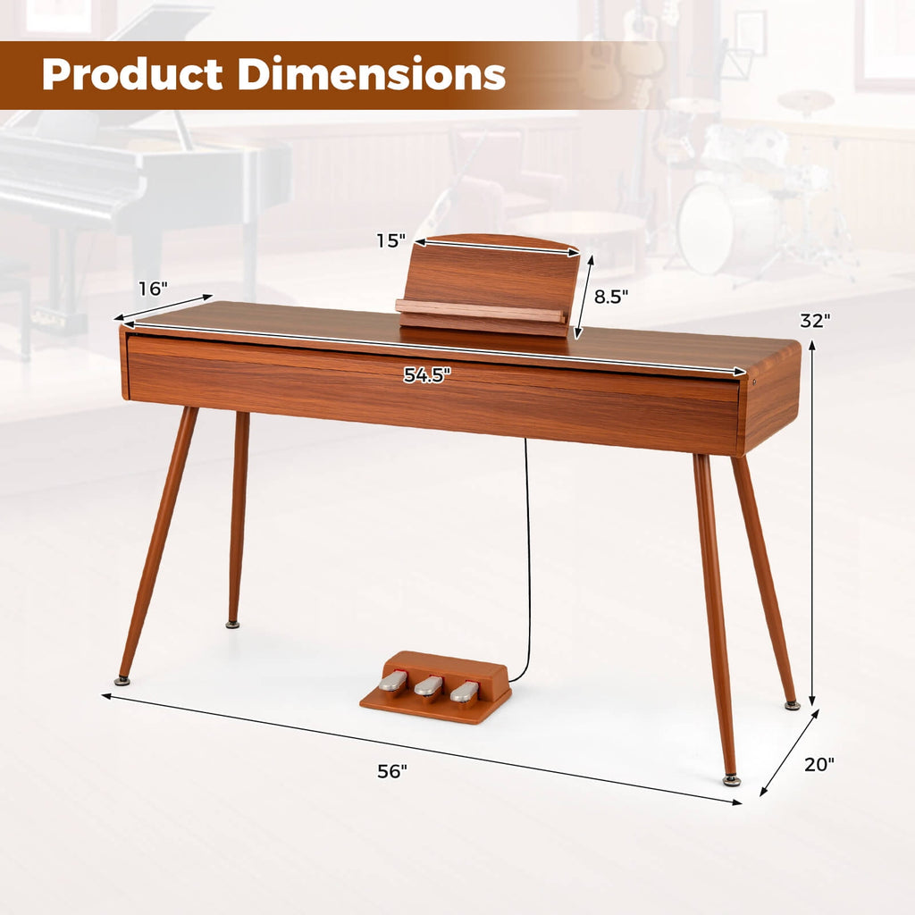 Costway 88-Key Graded Hammer Action Weighted Keyboard with Push-pull D