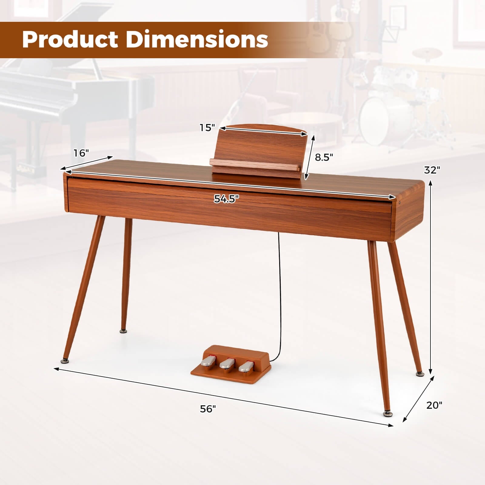 Costway 88-Key Graded Hammer Action Weighted Keyboard with Push-pull D