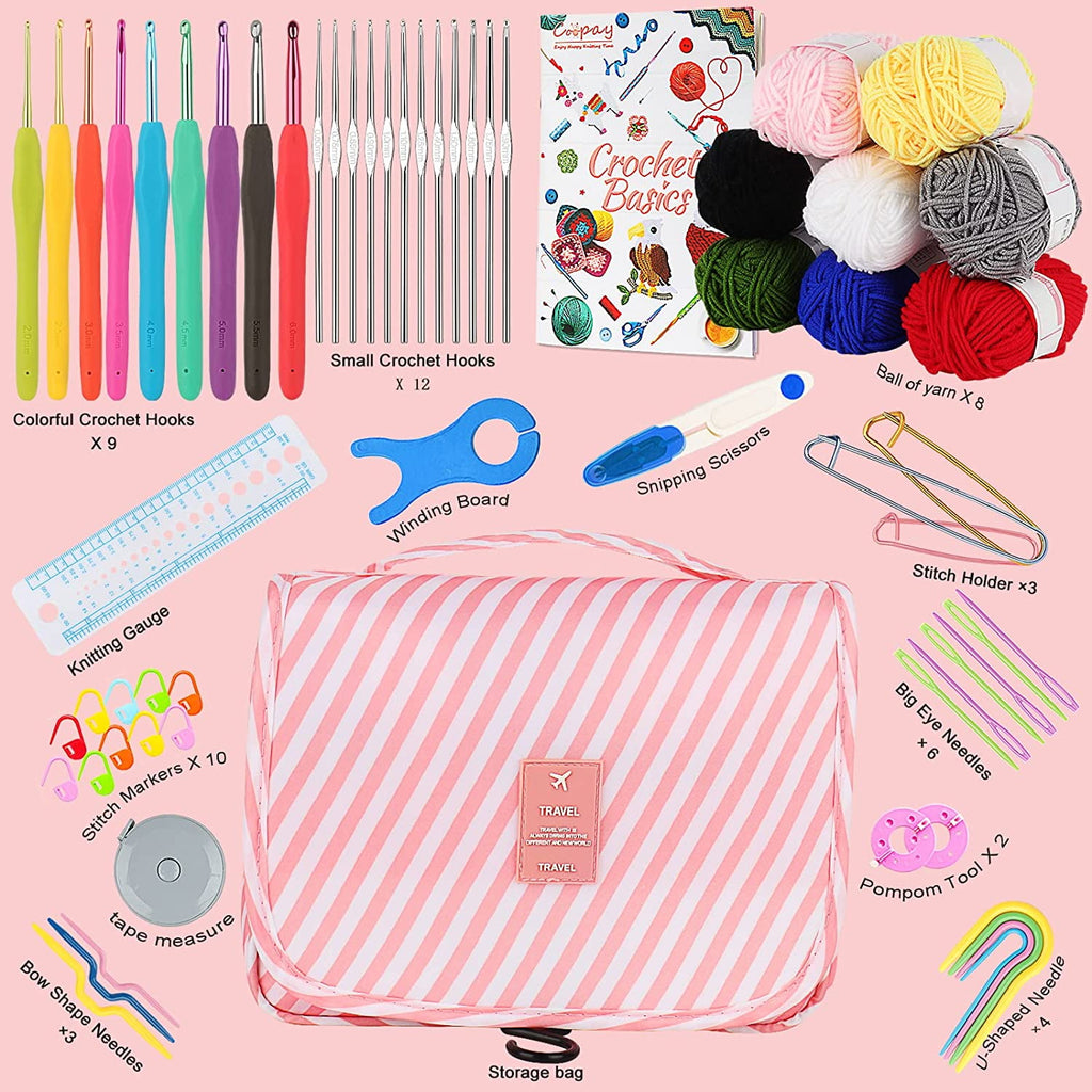 Wiher Upgraded Hanging Crochet Kit Beginners, 63PCS Crochet Hook Set w
