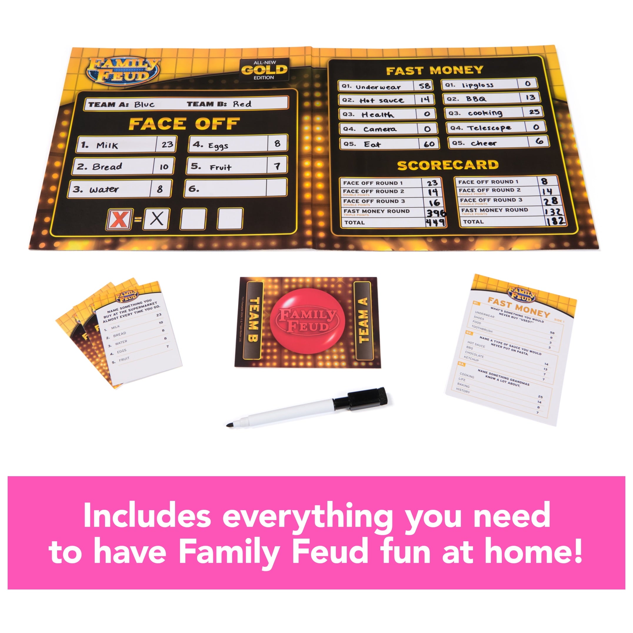 Family Feud Game, All-New Gold Edition Steve Harvey Board Game for Hil