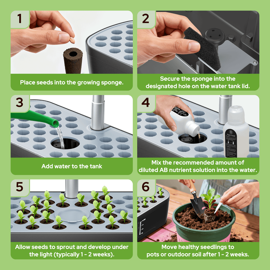 52 Pods Hydroponics Growing System Kit Indoor Herb Garden with Grow Li
