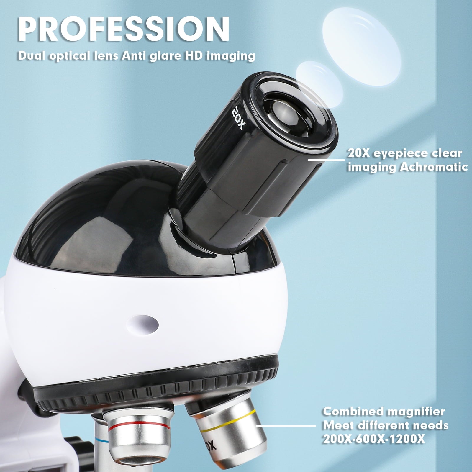 Freecat Kids Beginner Microscope STEM Kit 200X 600X 1200X, Dual LED Li