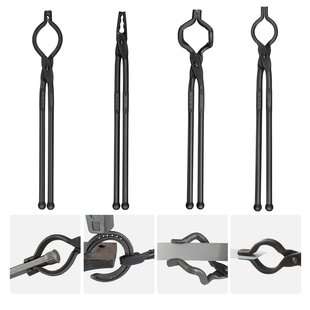 KFFKFF Blacksmith Tongs 18” 4 PCS V-Bit Bolt Wolf Jaw Z V-Bit Grippi
