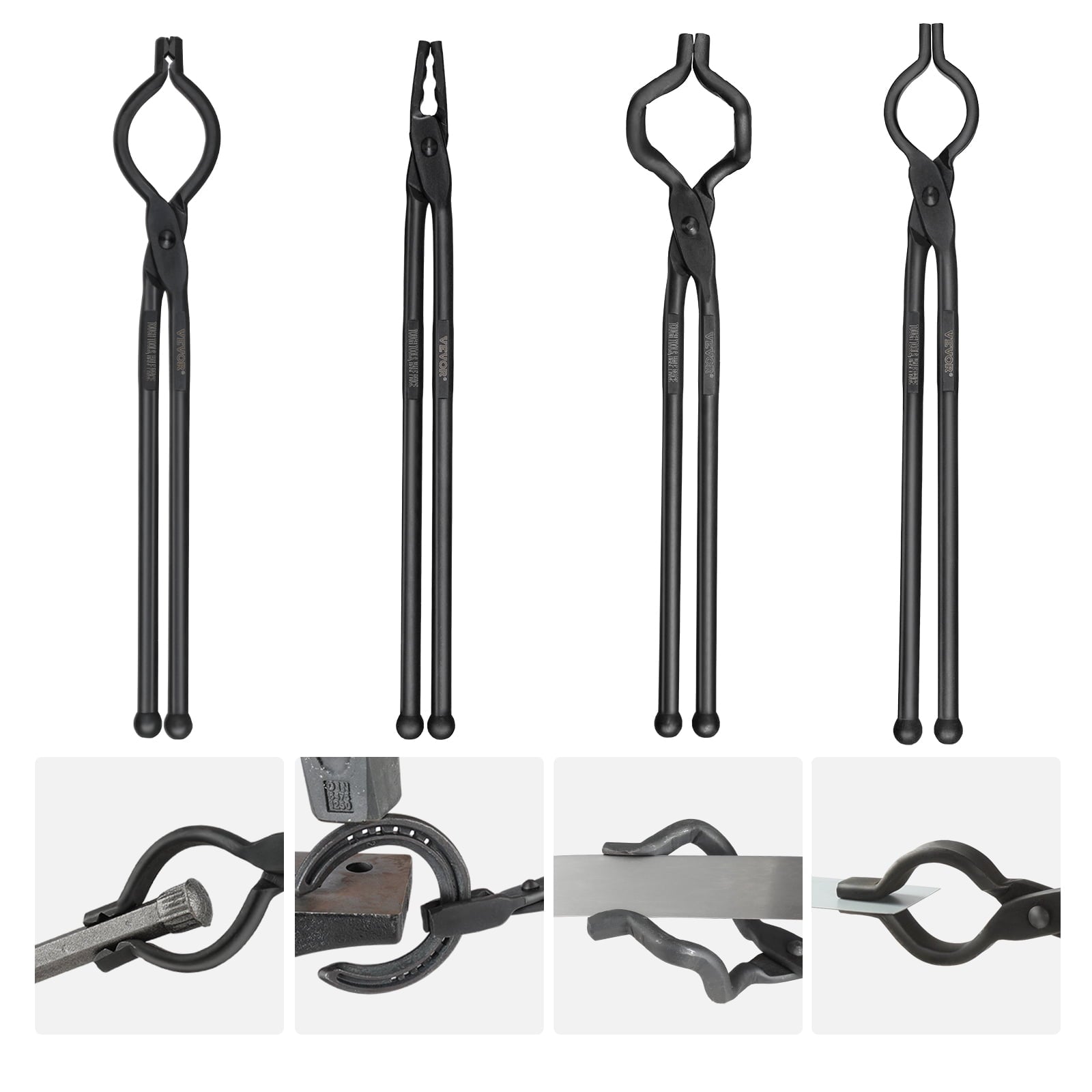 KFFKFF Blacksmith Tongs 18” 4 PCS V-Bit Bolt Wolf Jaw Z V-Bit Grippi