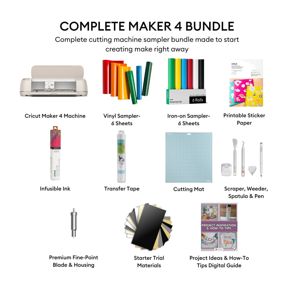 Cricut Maker 4 Cutting Machine - Ultimate Sticker Making Bundle for St