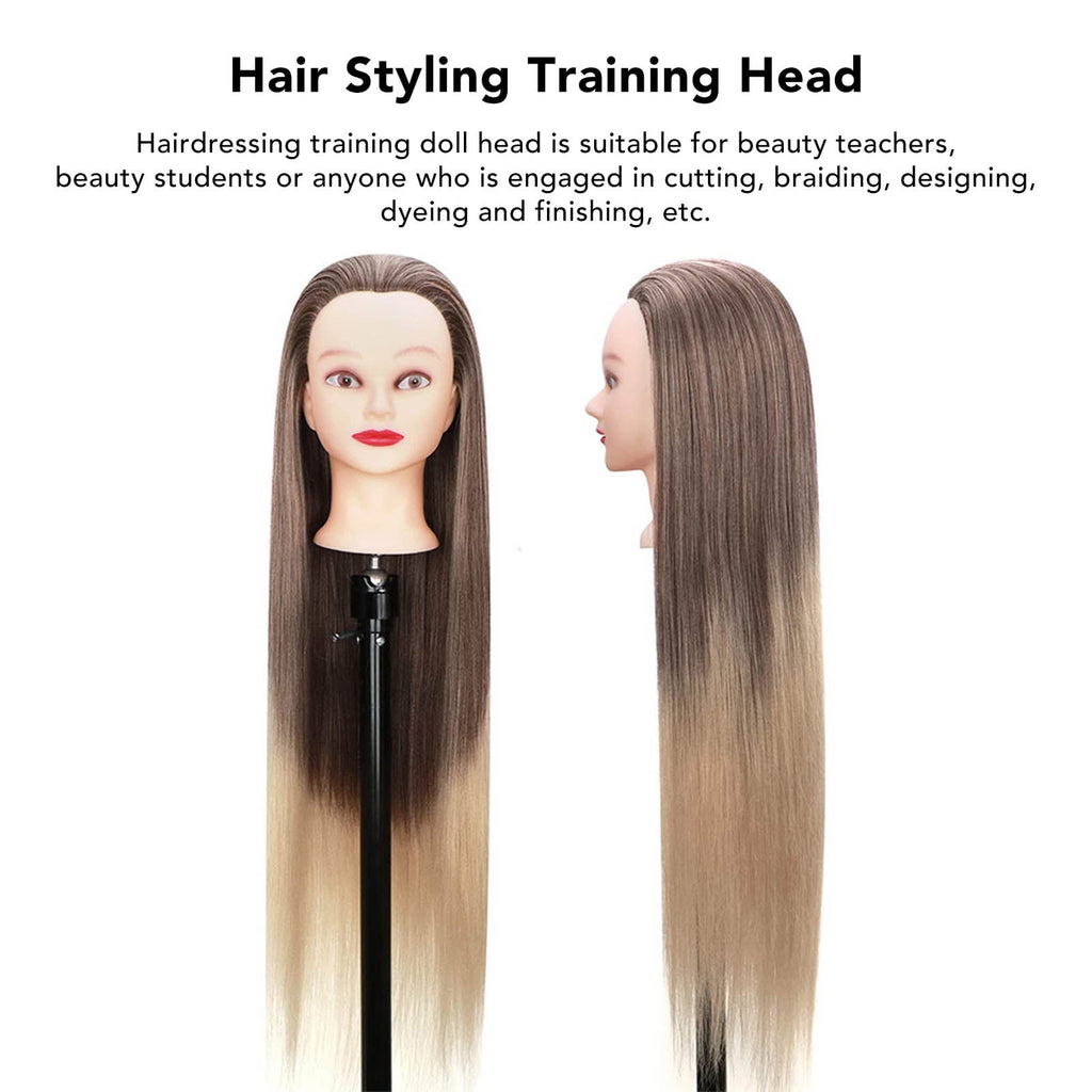 Yajisi Blonde Gray Gradient Synthetic Hair Mannequin Head Complete Set