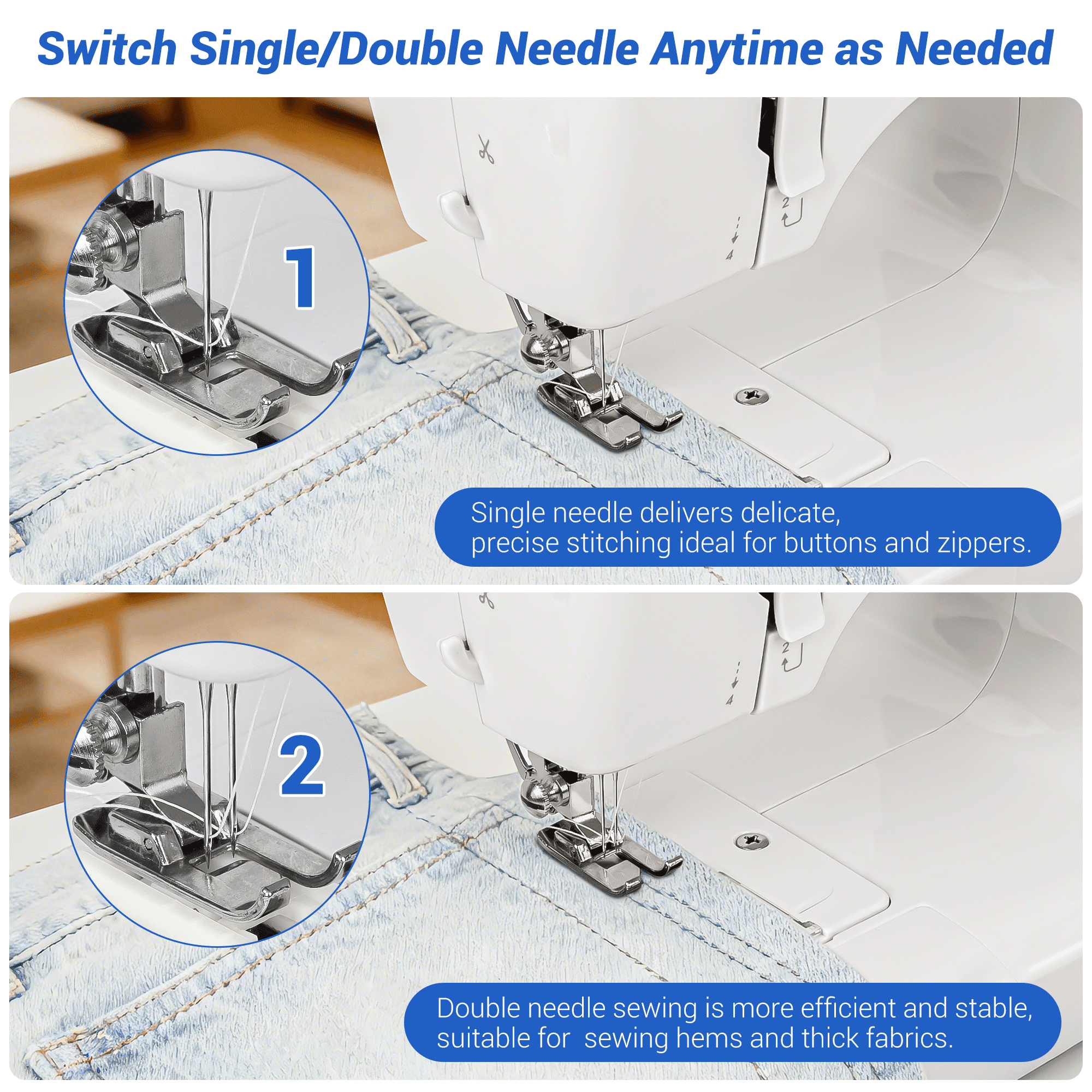 BCOOSS Sewing Machine for Beginner Portable Sewing Machine With 45 Sti