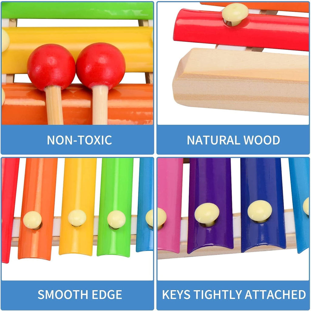 Fixdono Wooden Xylophone Children's Musical Instruments Toy, Wooden 8