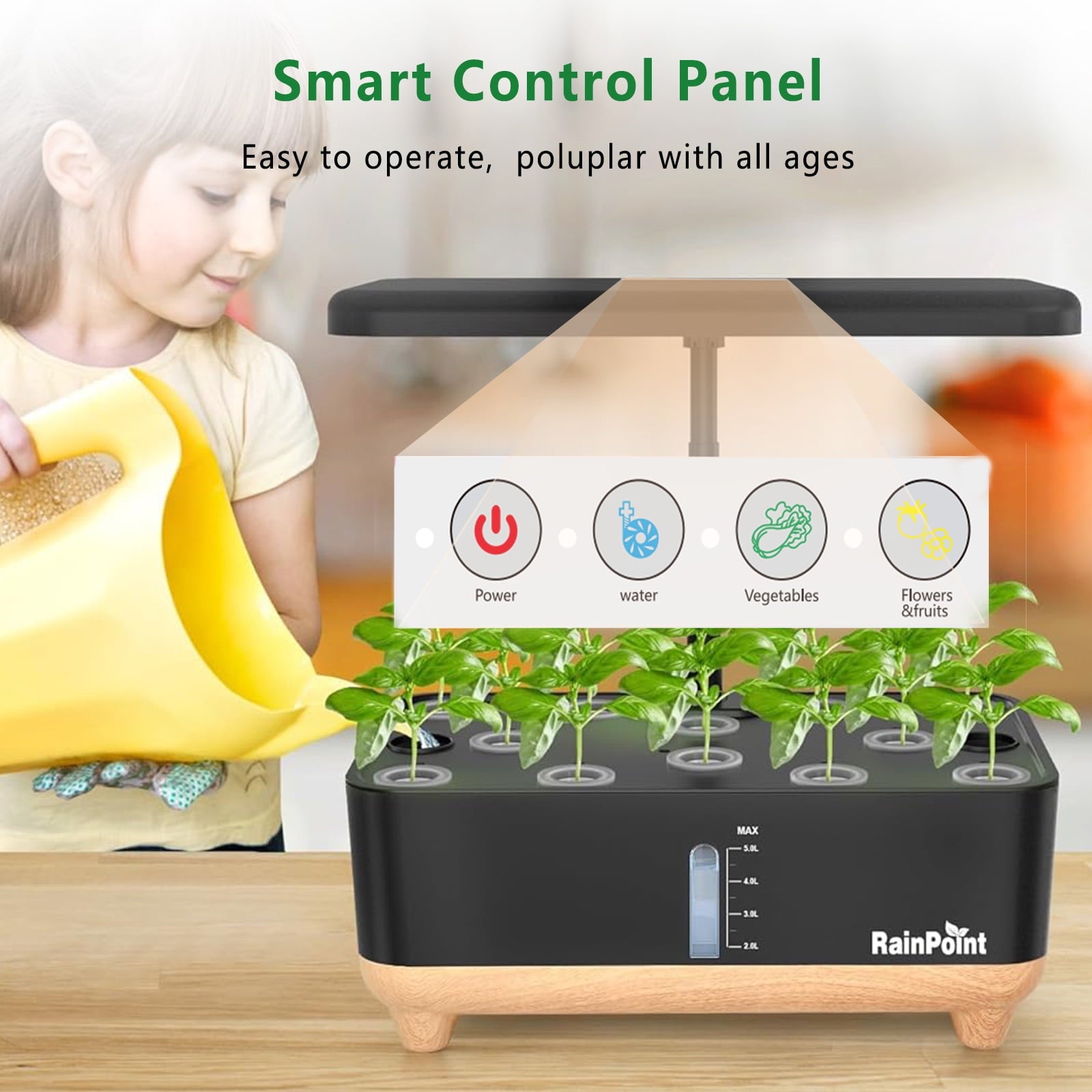 RainPoint 5L Smart Hydroponics System, Indoor Growing Kit 13 Pods