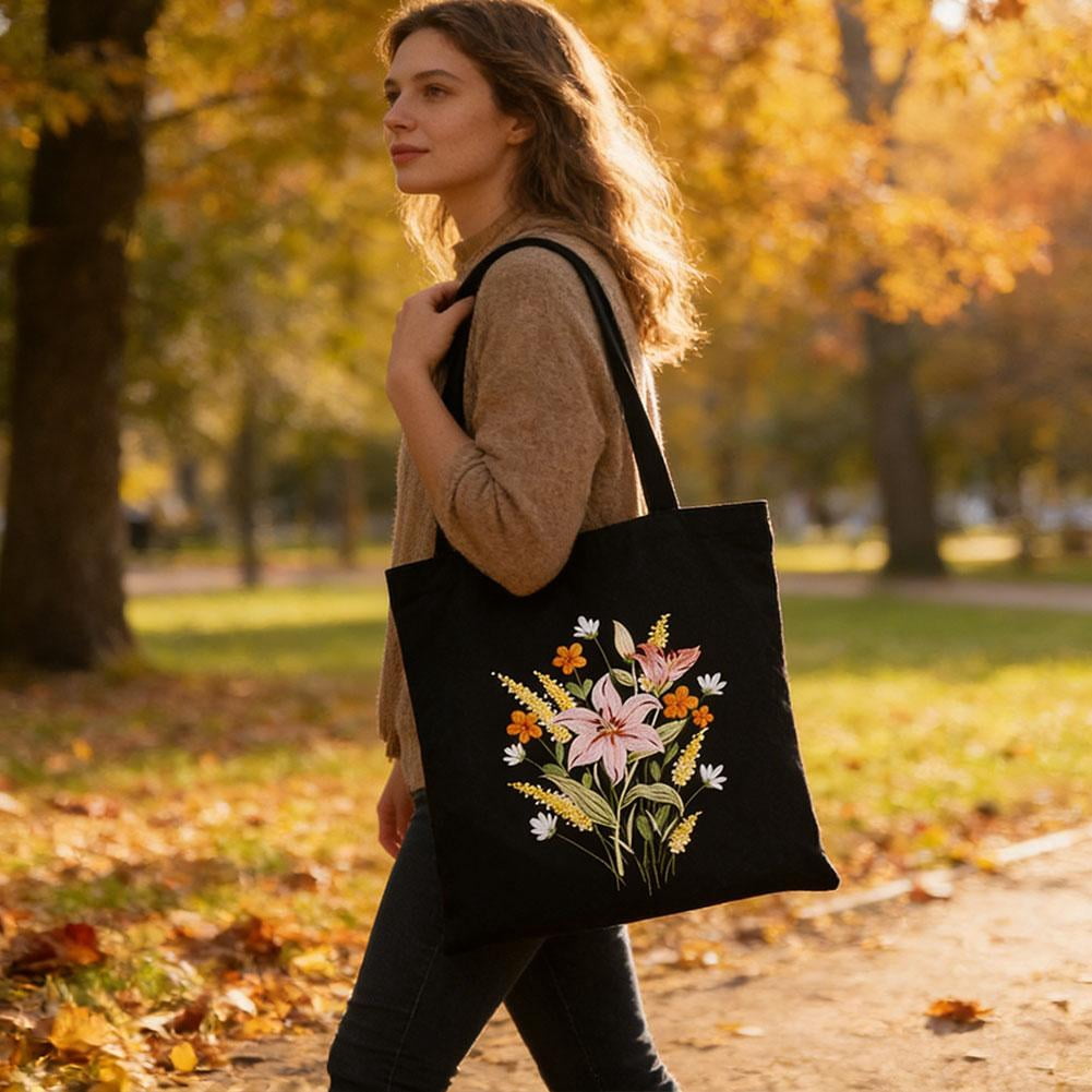 Embroidery Starter Kit for Beginners, DIY Canvas Tote Bag Embroidery K