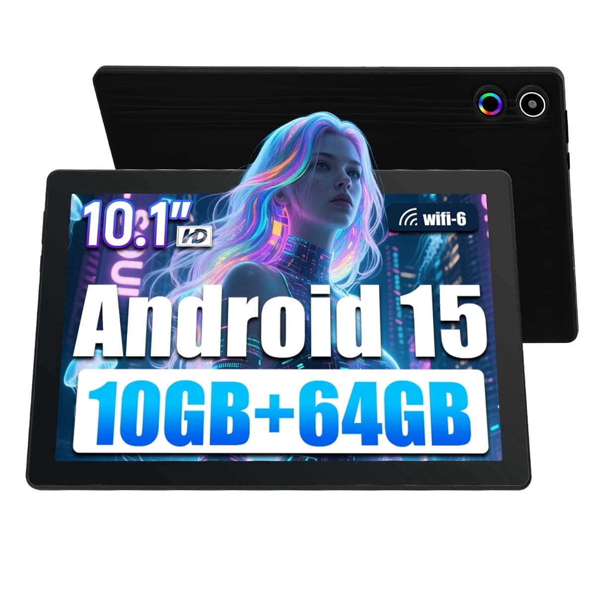 10.1 Inch Android 15 Tablet, Octa-Core Touch Screen Tablet, 10GB RAM+6