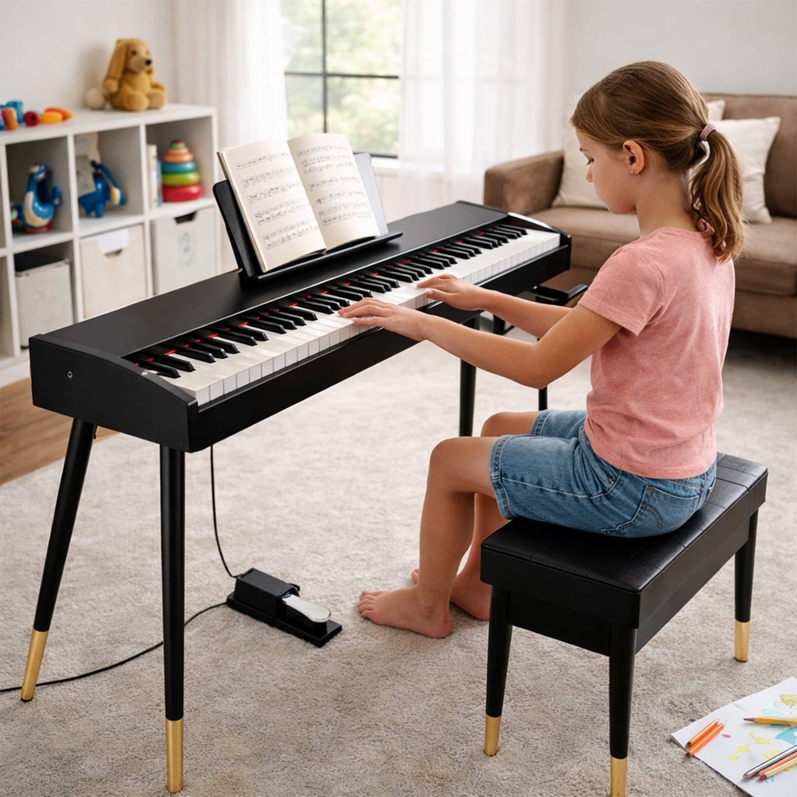 Fenbeli 88 Key Digital Piano Keyboard Full-Size Semi-Weighted Electric