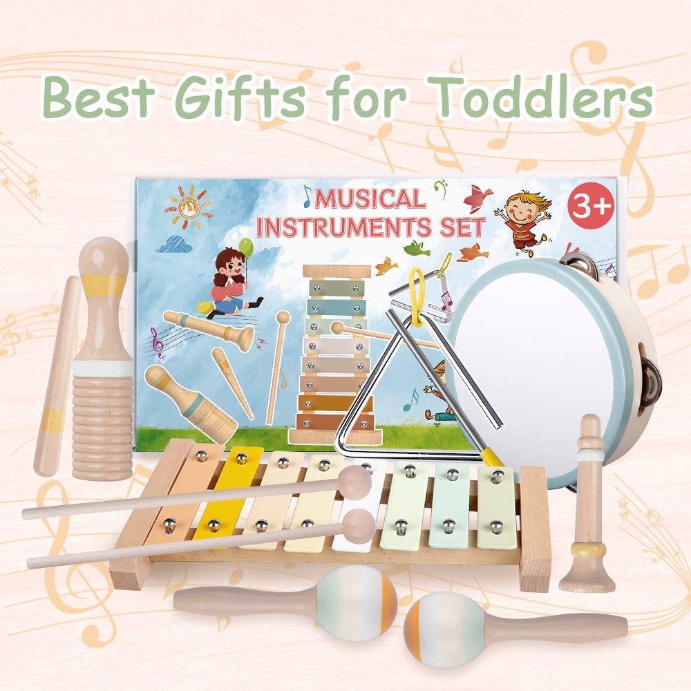 iFLOVE Baby Musical Instruments Set for Toddlers, Montessori Wooden To