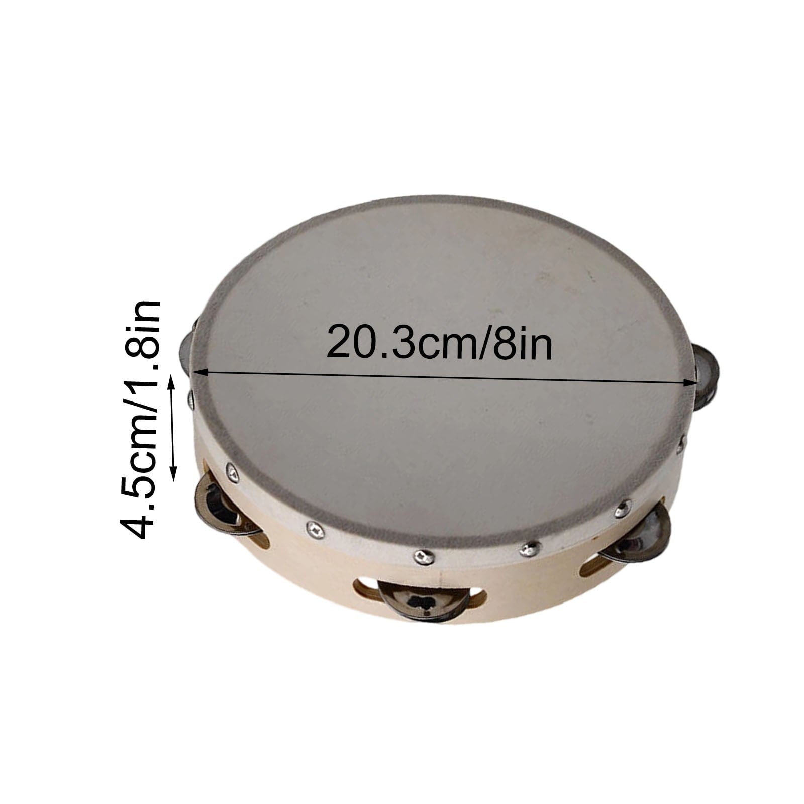 Hand Tambourine Drum for Kids | 4/6/7/8/9/10 Inch Poplar Wood | Alumin