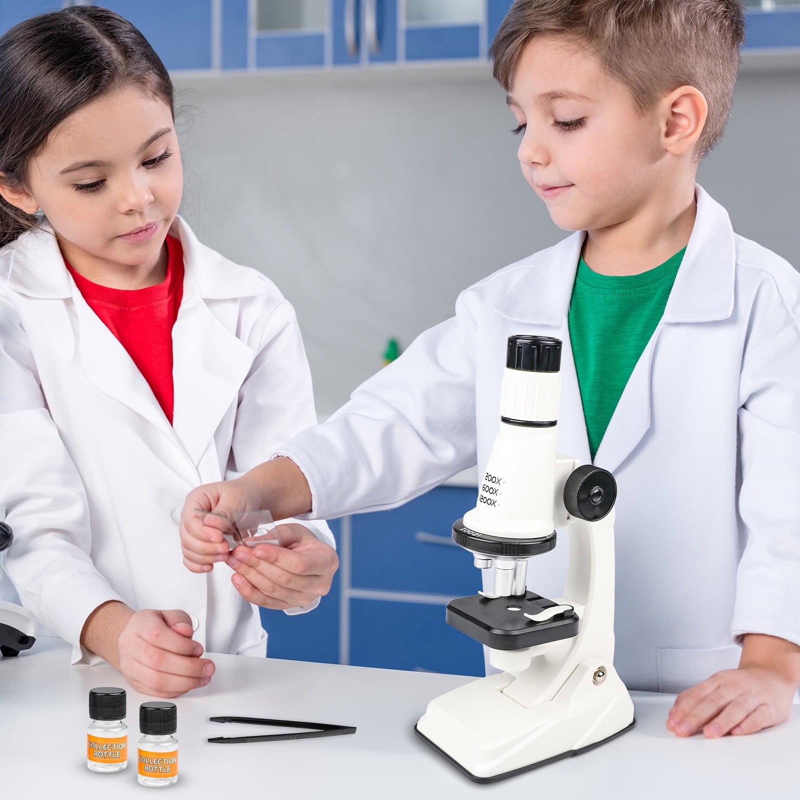FUJILI Microscope for Kids, Science Kits for Kids Beginner STEM Micros