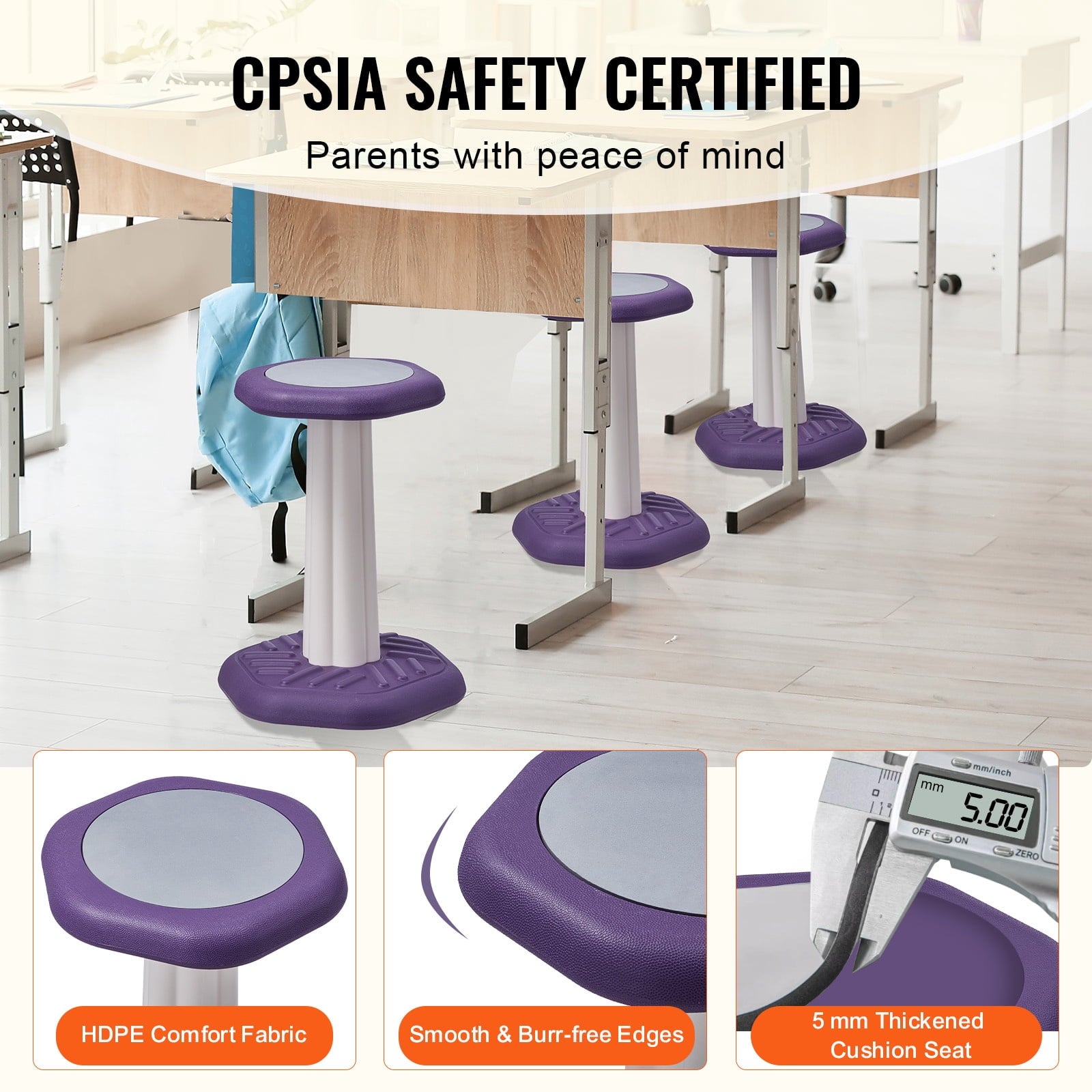 Kids Active Wobble Chair with Sponge Cushion, Age 7-14, Purple | Impro