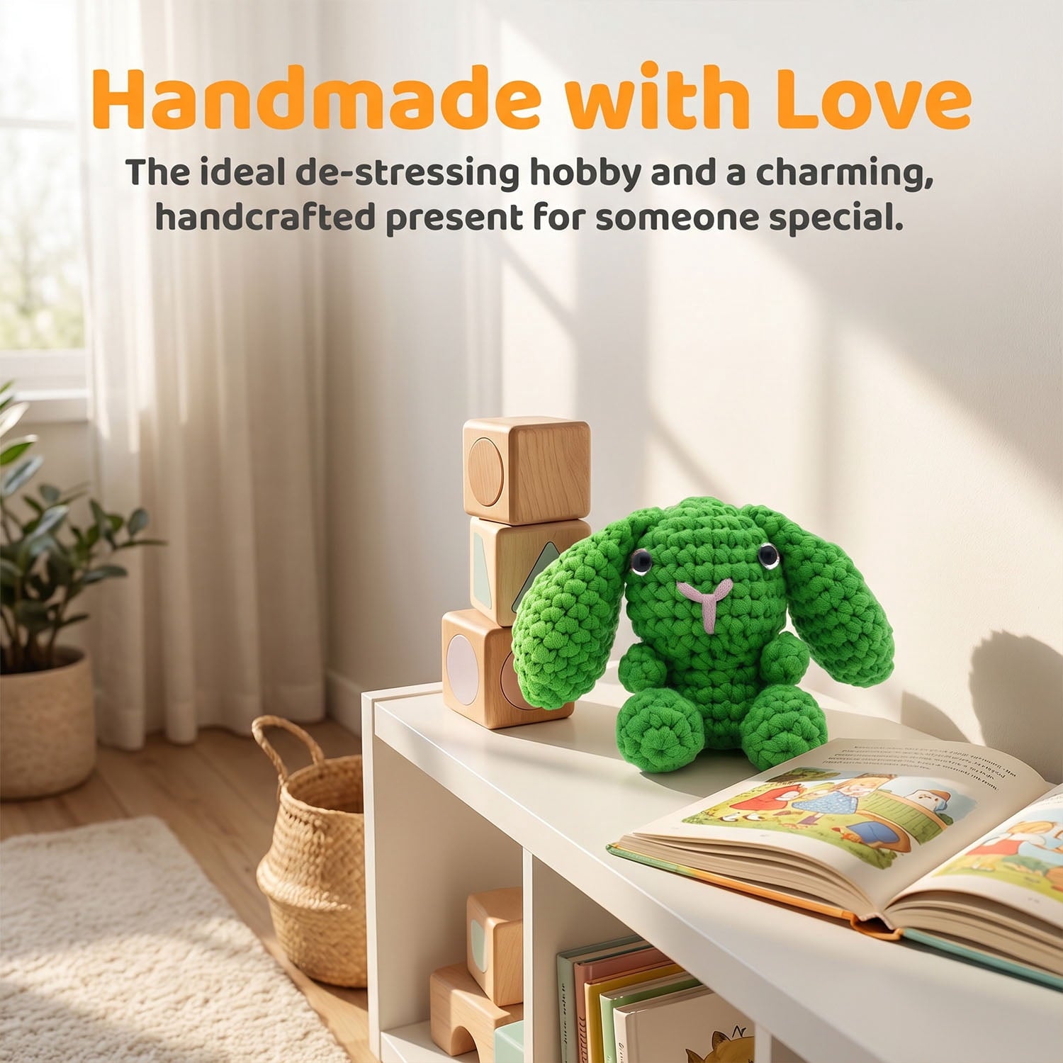 HearthLoop Beginner Crochet Kit – Bunny Amigurumi with Yarn, Hook &
