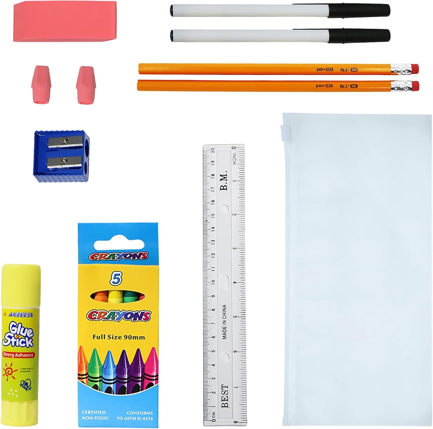52 Piece Back to School Supply Kit for K-12 - Essentials Box of Suppli