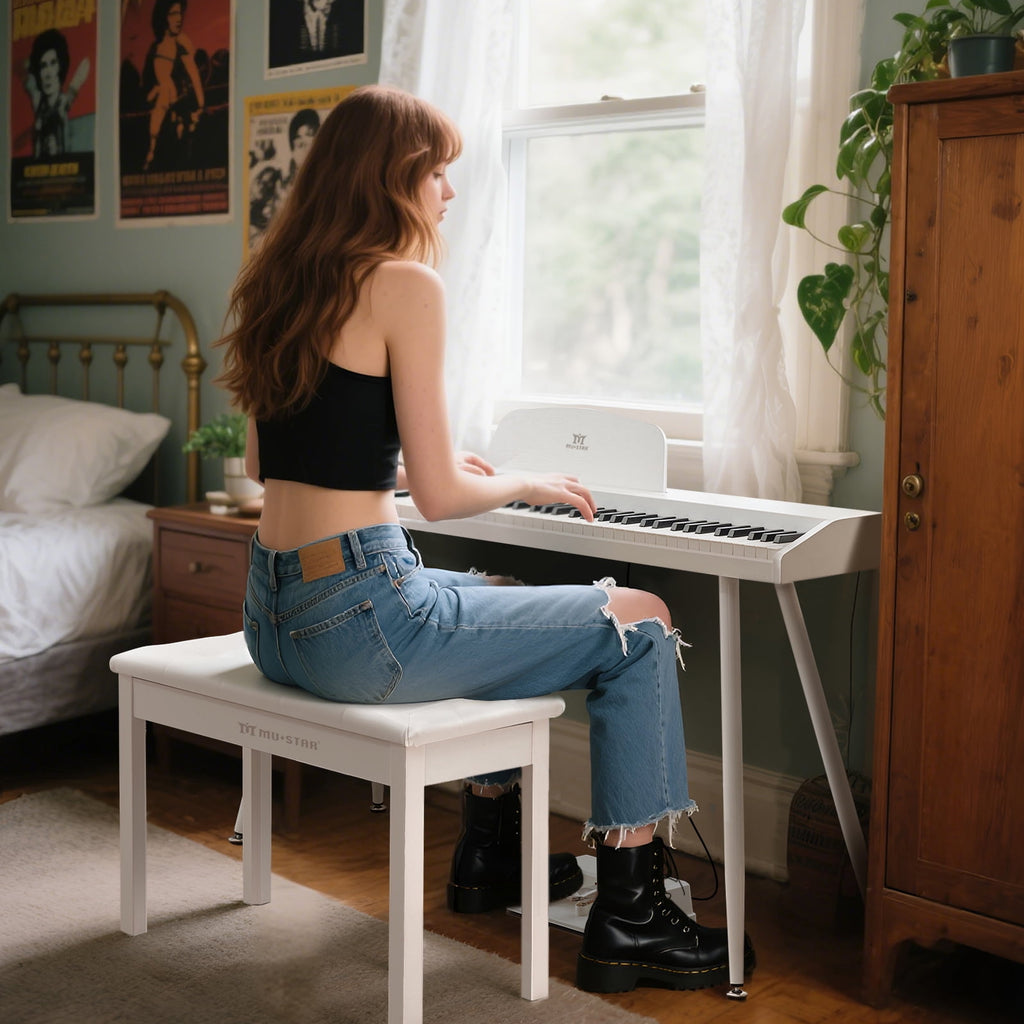 White 88Keys Semi Weighted Electric Digital Piano w/3-Pedal,USB/MIDI,S