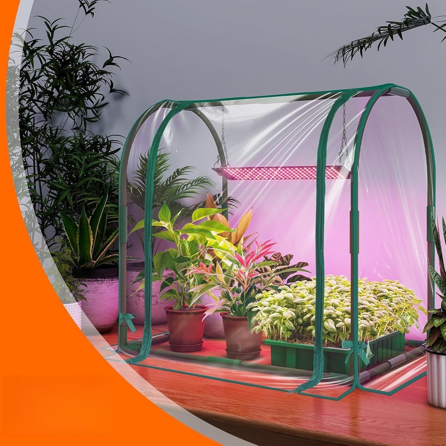 Mini Greenhouse Indoor with Grow Light, Small Tabletop Greenhouses Kit