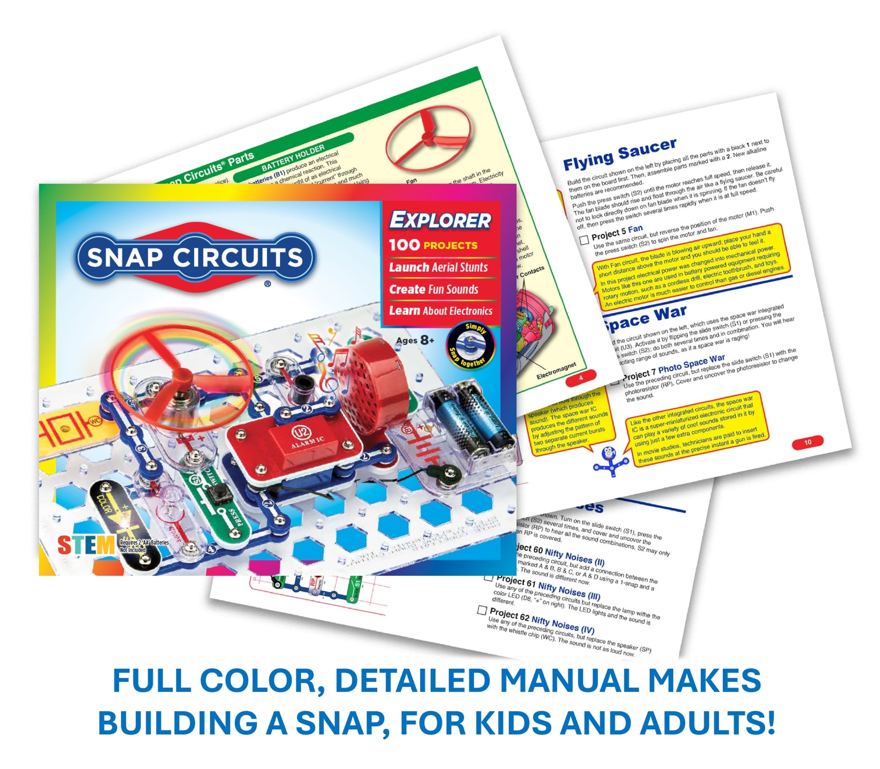 Snap Circuits Jr. SC100, Electronics Explorer Kit, 100+ Projects, Stem