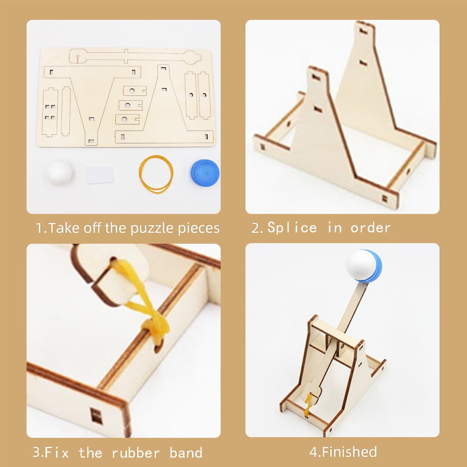 Wooden Trebuchet Construction Kit Educational DIY Mechanical Building