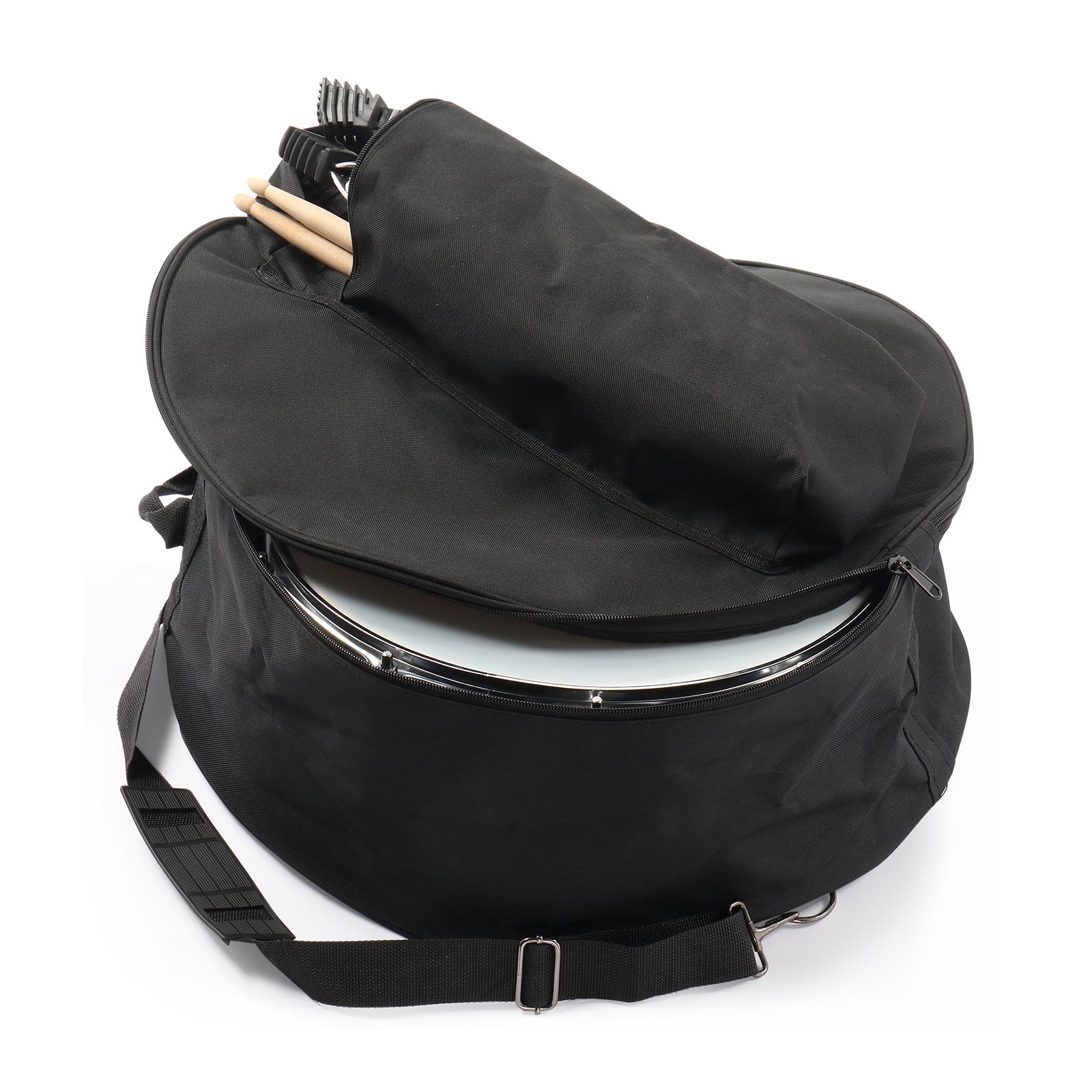 Snare Drum Set with Drumstick Holder, Snare Drum Bag, Strap, Mute Pad
