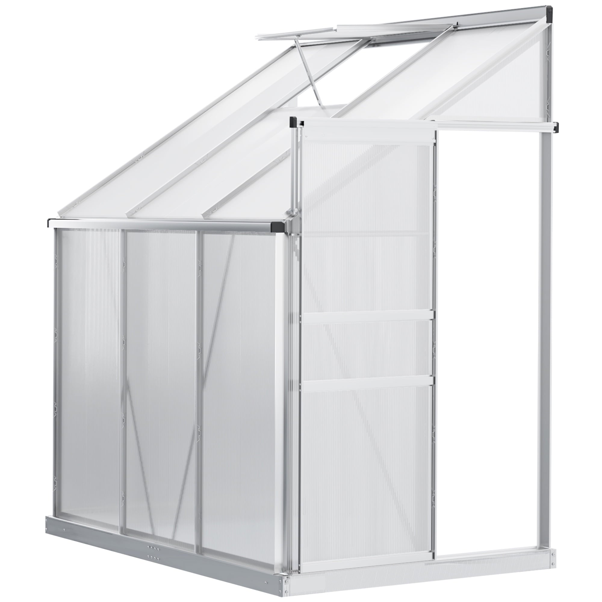 Outsunny 6' x 4' Aluminum Lean-to Greenhouse Polycarbonate Walk-in Gar