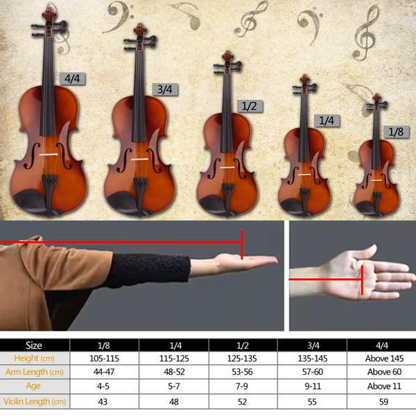 Alvantor 1/4 Size Acoustic Violin Set for Kids Ages 5-7 - Natural Wood