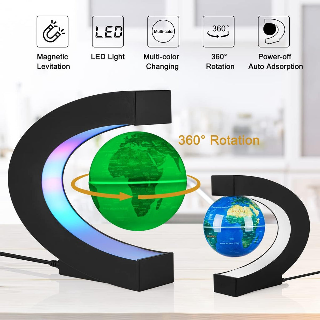 VGAzer Magnetic Levitating Globe C Shape,Floating Rotating Geographic