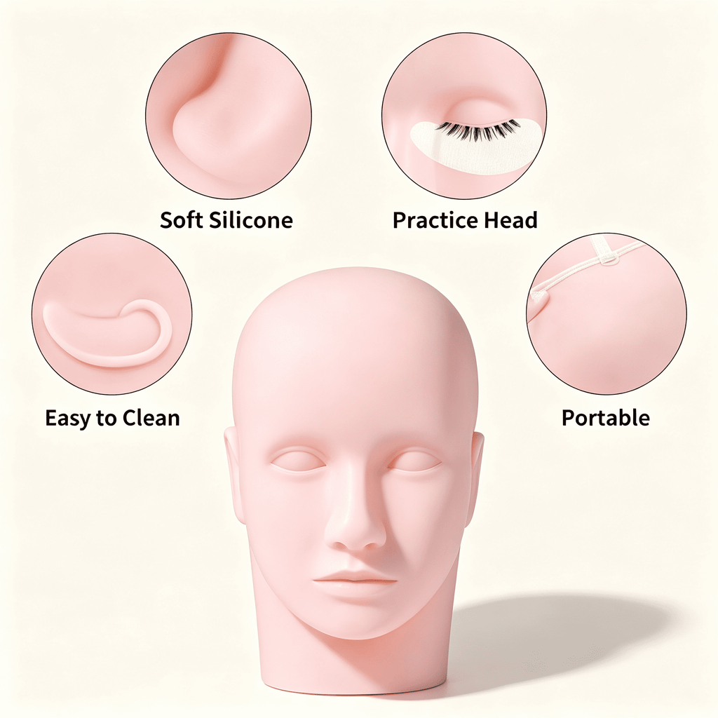 ICERUN Pro Training Mannequin Flat Head Practice Make Up Eye Lashes Ey